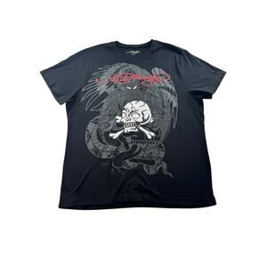 Ed Hardy Skull Snake Graphic T Shirt Mens XL Black Tattoo Short Sleeve Grunge
